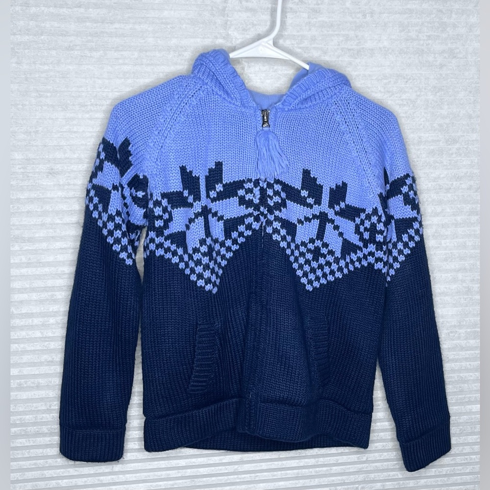 Vintage GAP Kids Knit Fleece Y2K Holiday Hooded Long Sleeve warm sweater XL 12